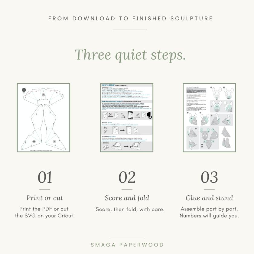 Paper Mouse Mask Template — Low-Poly Wearable Half-Mask (PDF + SVG) - obrazek 5
