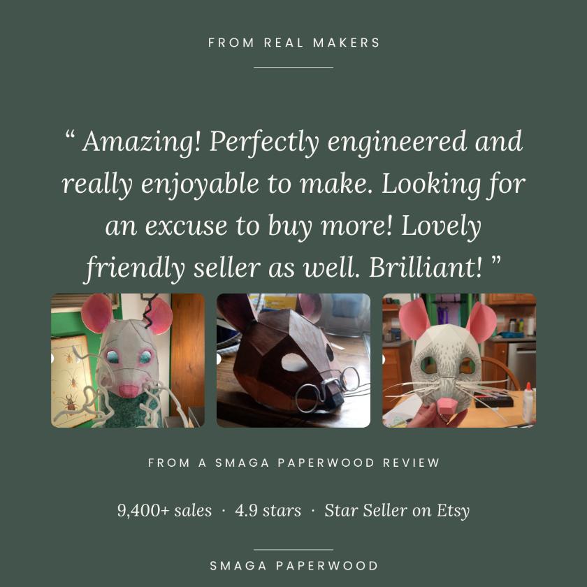 Paper Mouse Mask Template — Low-Poly Wearable Half-Mask (PDF + SVG) - obrazek 9
