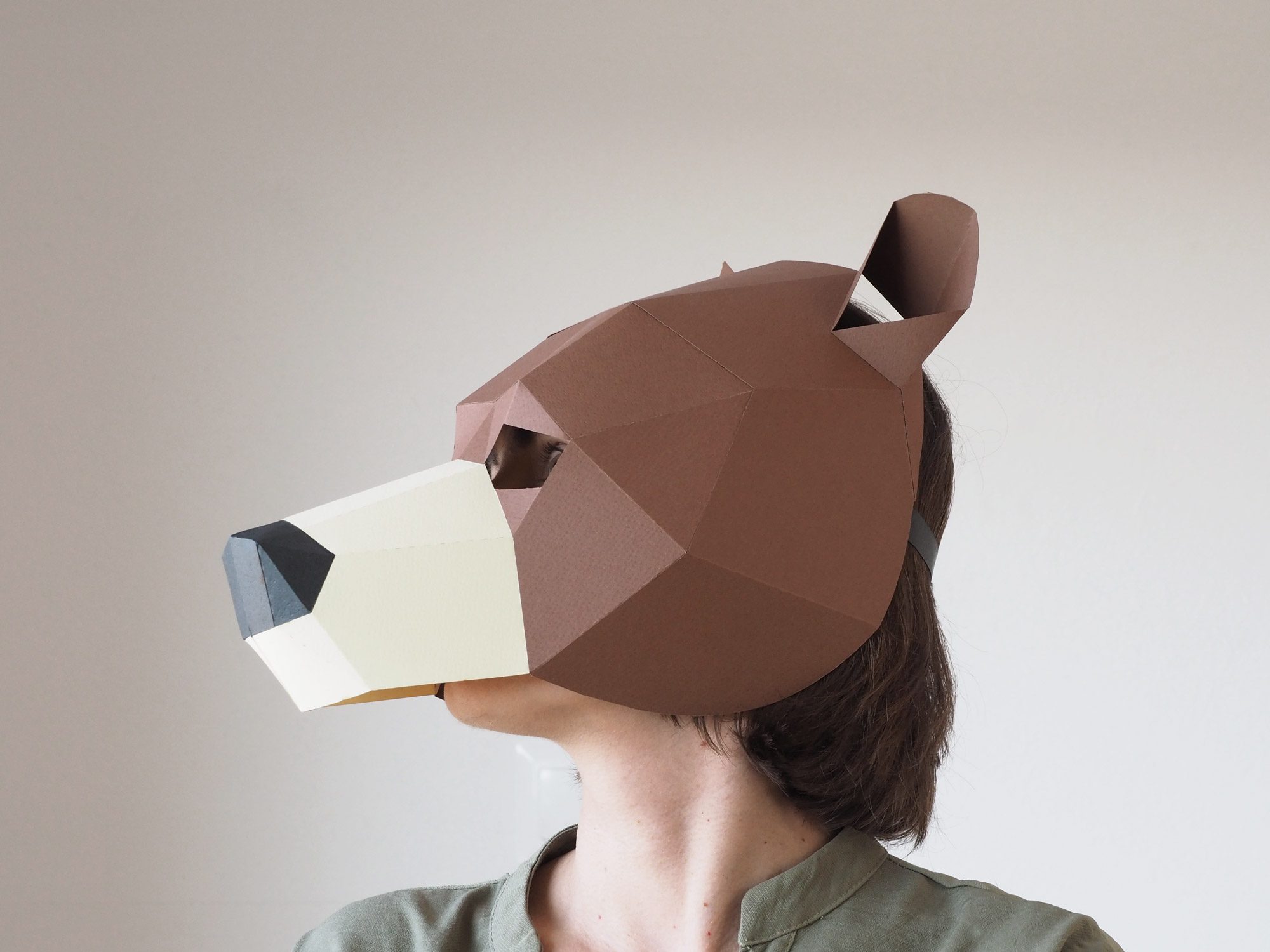 Bear mask. Low poly papercraft. - Image 8