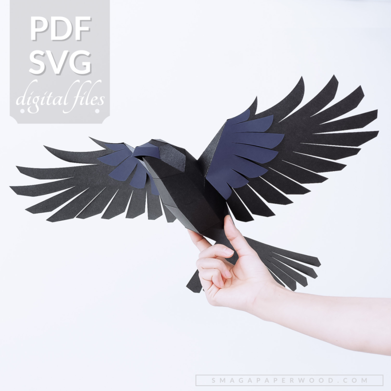 Raven bird: 3d sculpture, printable files.