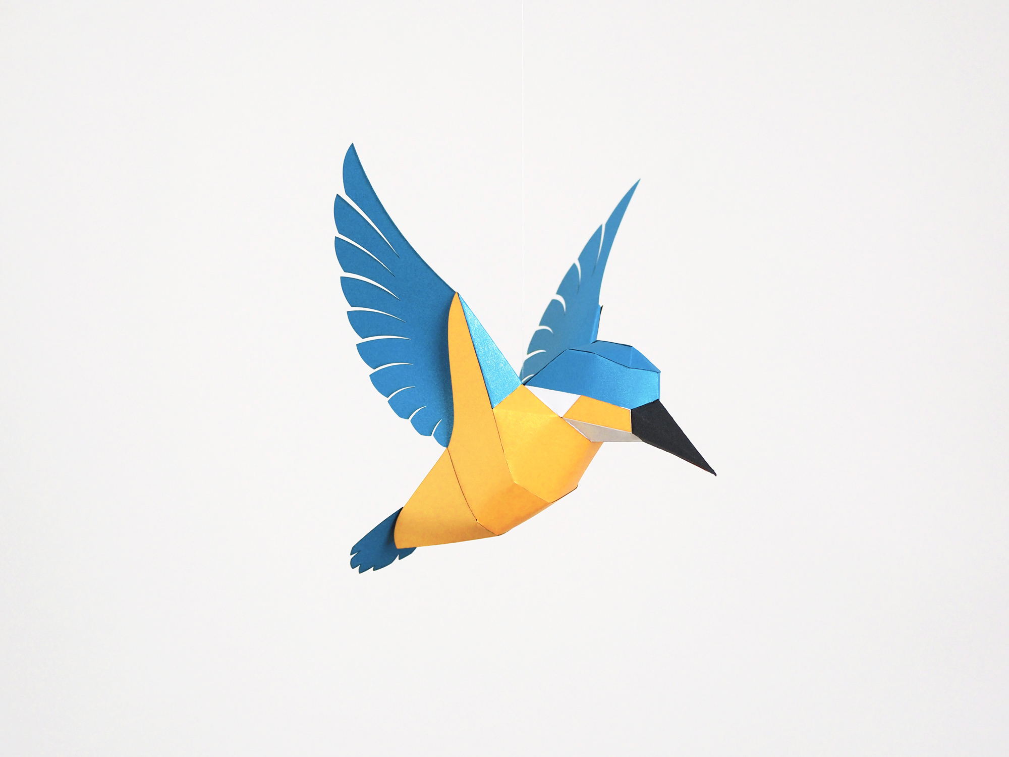 Kingfisher blue paper art. Low poly bird sculpture. - Image 4
