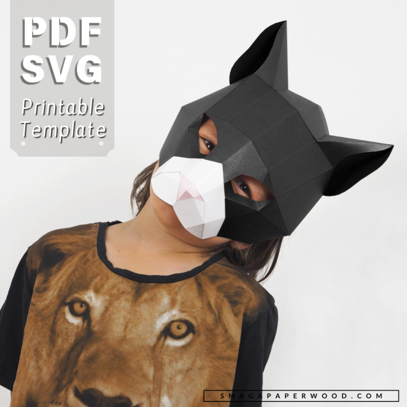 Cat mask printable PDF and SVG template.