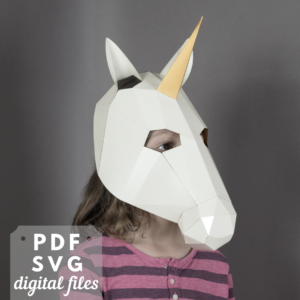 Unicorn mask for Kids. Papercraft DIY mask
