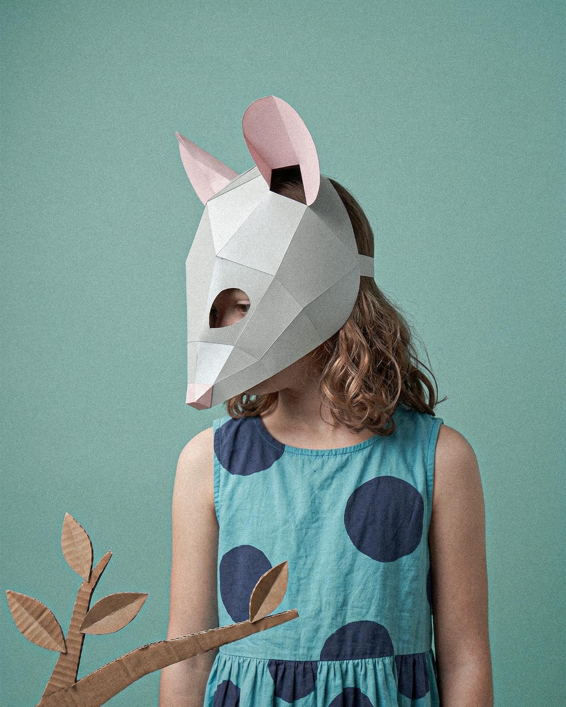 Side view of the mouse mask worn as a headpiece
