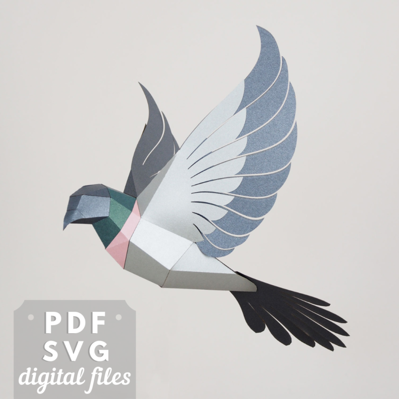 Pigeon paper sculpture. Papercraft Low poly bird.