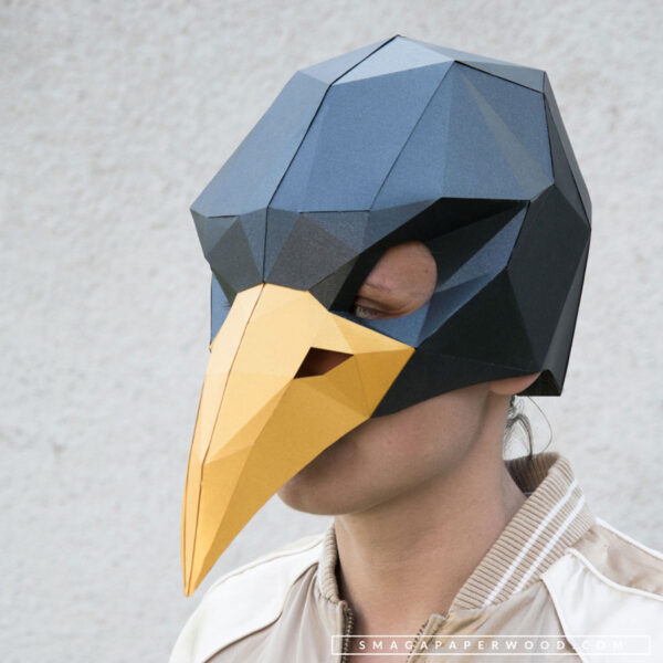 Bird paper mask: Papercraft PDF pattern.
