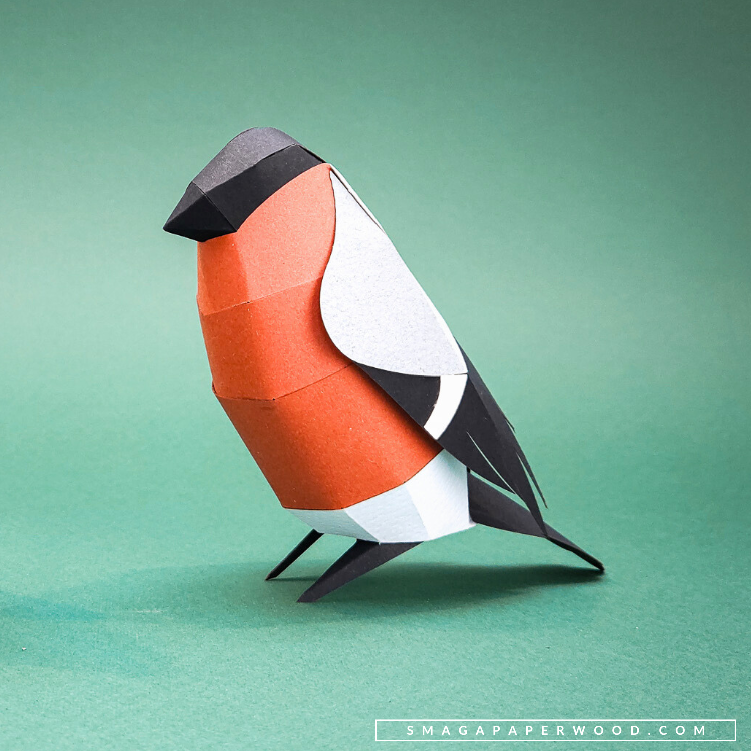 Paper Bird Craft: Printable Bullfinch PDF & SVG Files. - Image 4