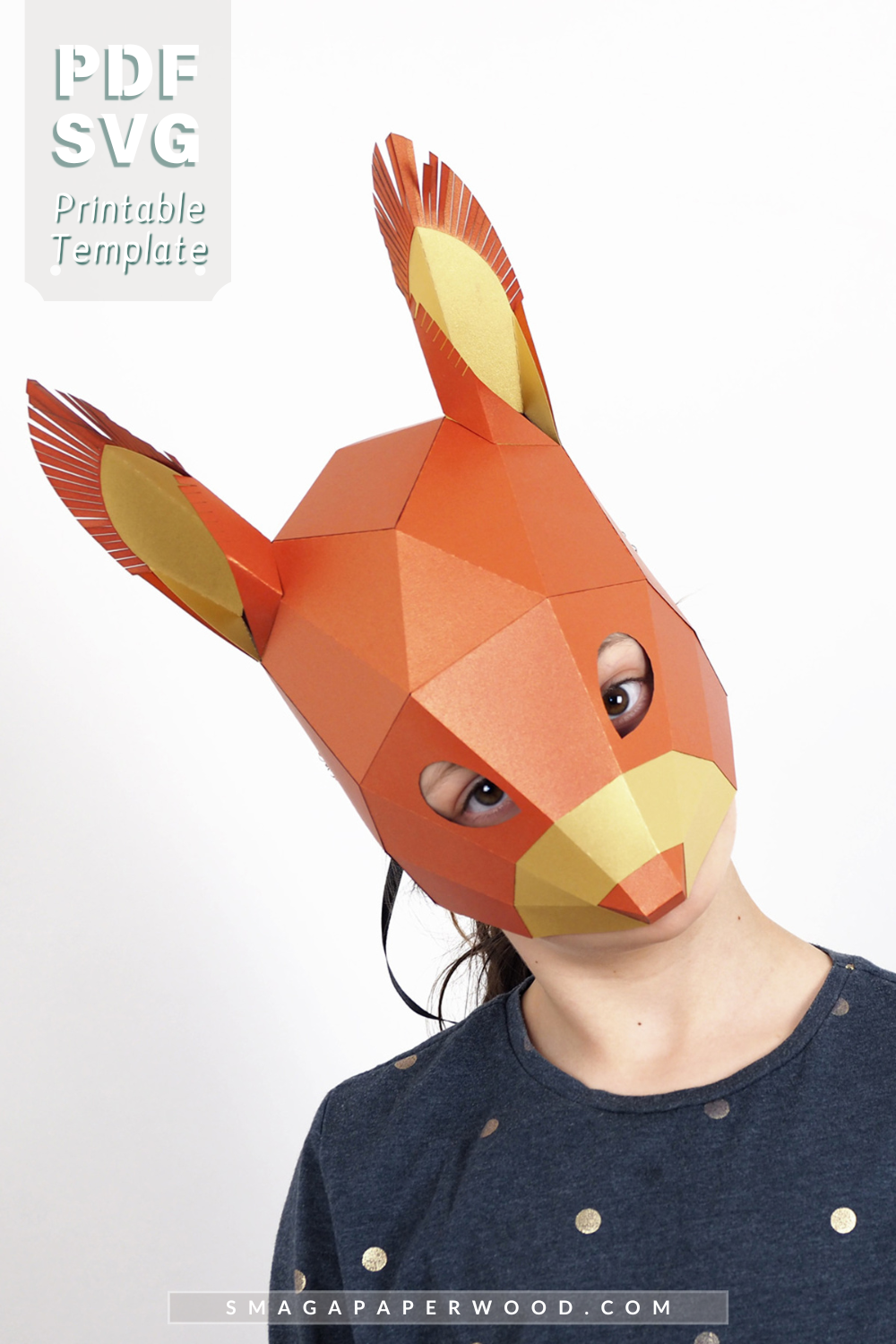 Squirrel mask for Kids: Papercraft PDF and SVG pattern. - Image 7